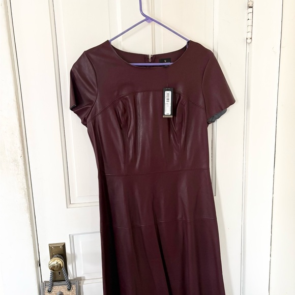 jcpenney | Dresses | Jcpenney Deep Burgundy Midi Fauxleather Dress
